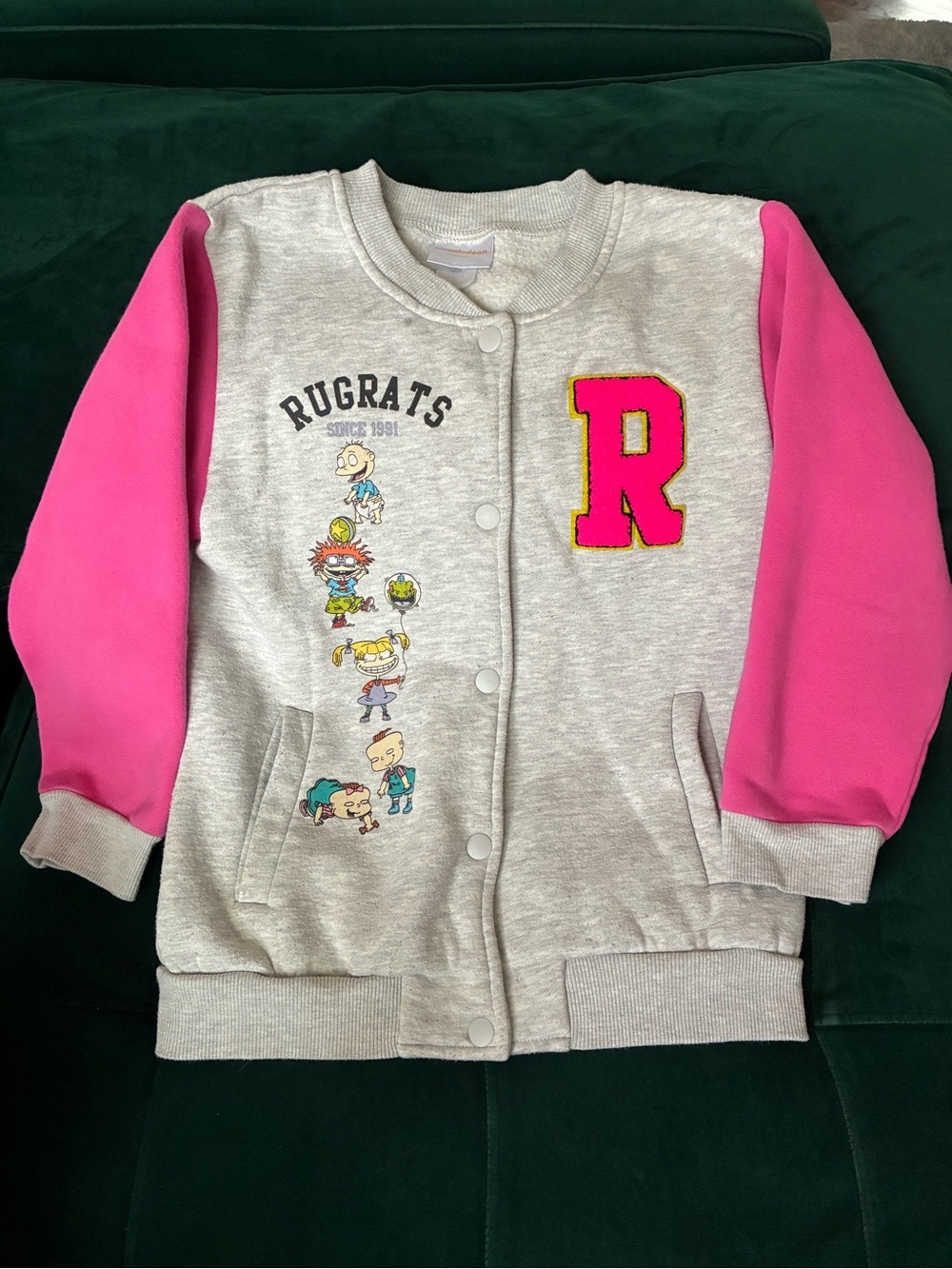 Nickelodeon Rugrats Varsity Jacket with Hot Pink Sleeves